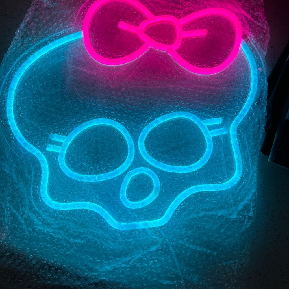 Pink and Blue Neon Skull Light
